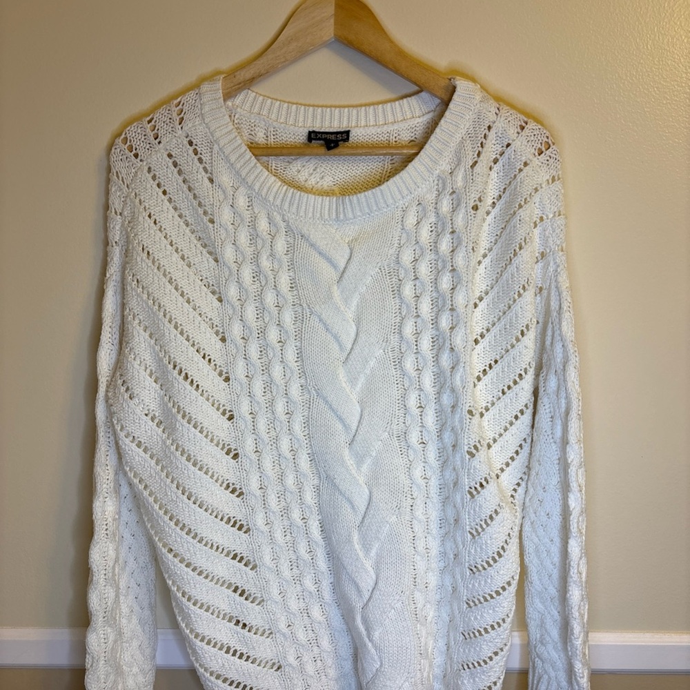 Express Cream Cable Knit Sweater